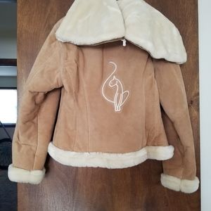 Baby Phat Suede Fur lined coat Xl Beige/white